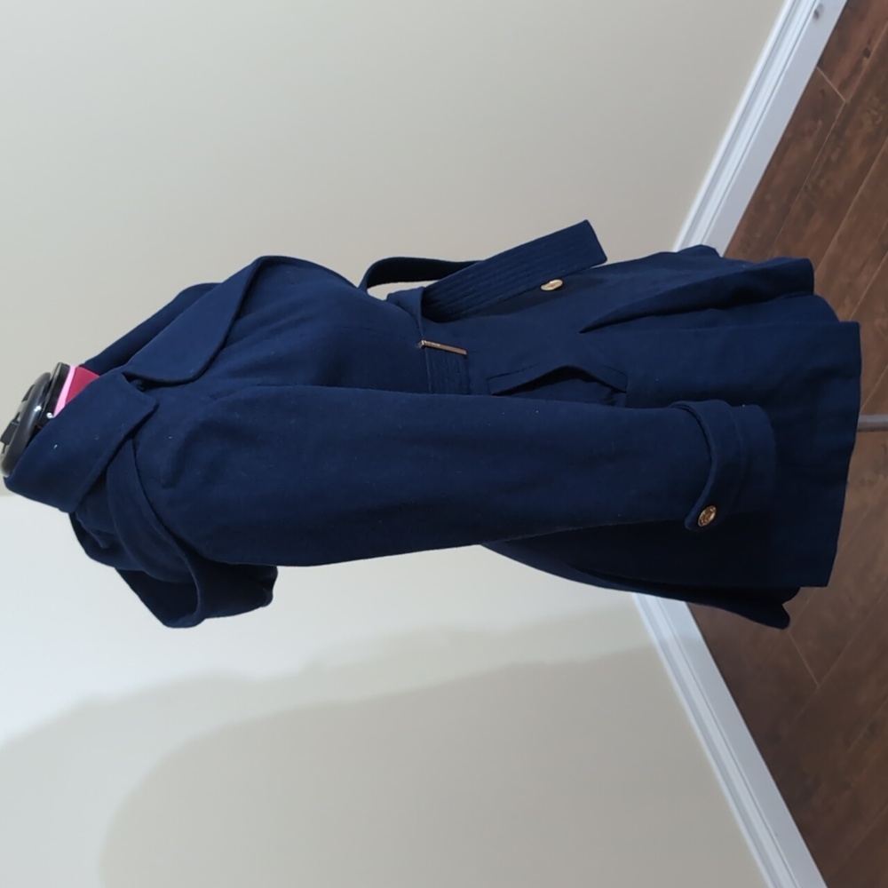 Michael Kors| Sapphire Blue Wool Blend Belated Coat With Pockets - Picture 3 of 15